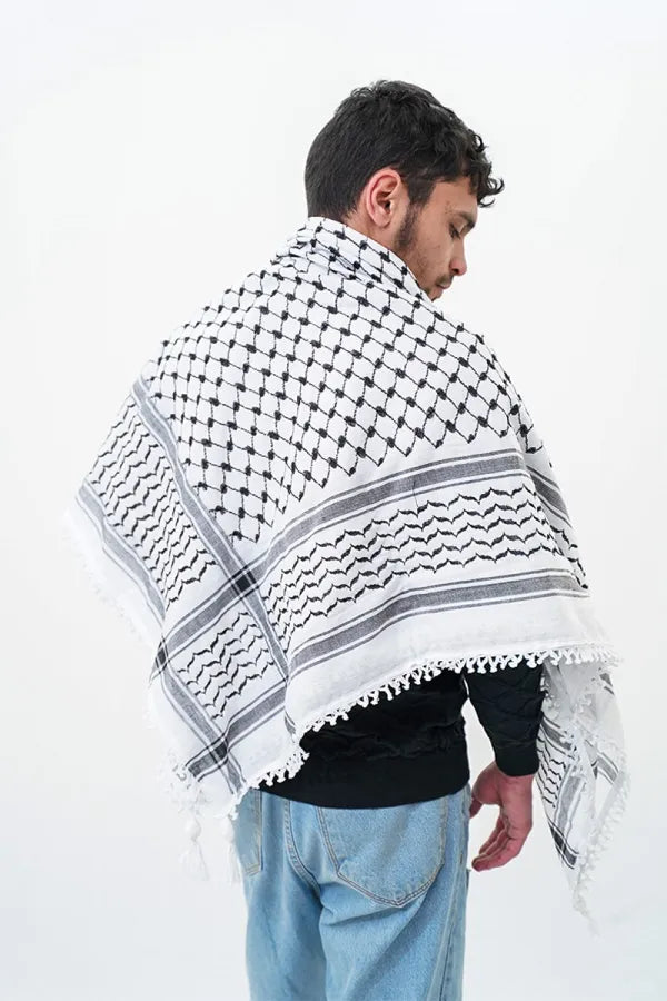 Palestinian Shawl - White and Black