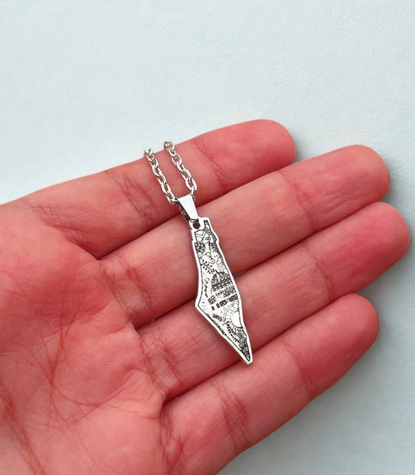 Engraved Palestine Map Necklace