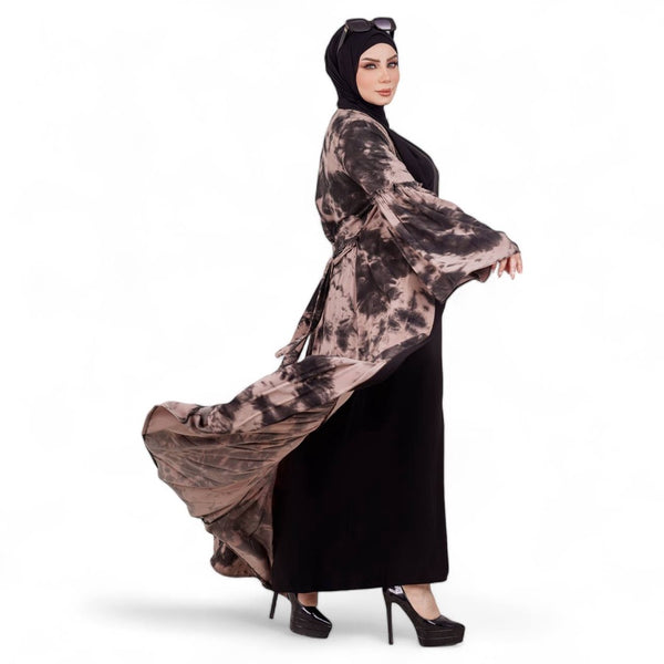 Elegant Abaya with Saudi Crepe Cardigan