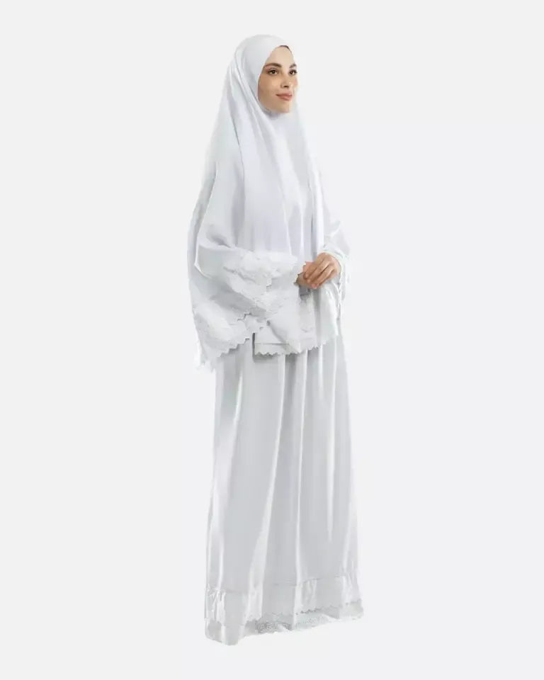 White Dantelle Islamic Prayer Wear