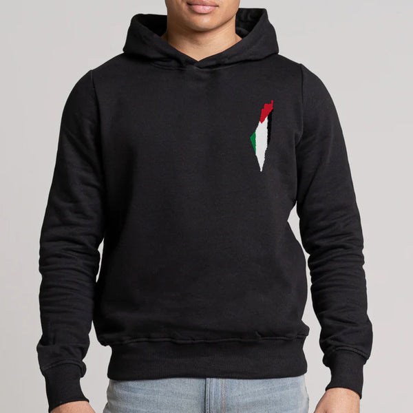 Sweat à capuche surdimensionné avec carte du drapeau de la Palestine