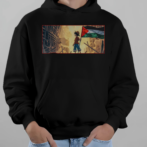 Lofy Carries Palestine Flag Anime Hoodie