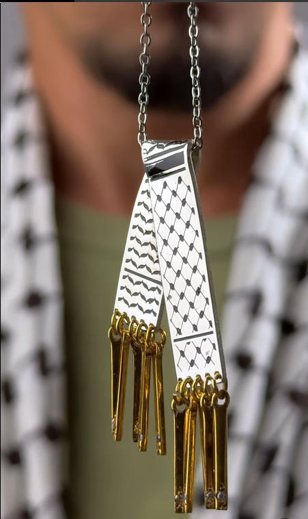 Necklace with Palestinian Kufiya Design and Golden Touches