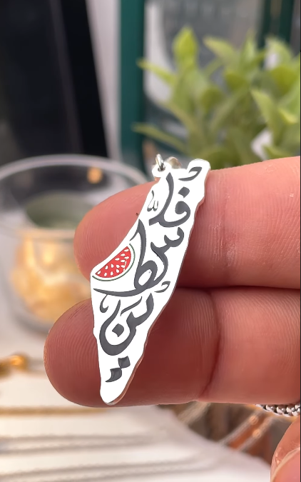 Palestine silver necklace