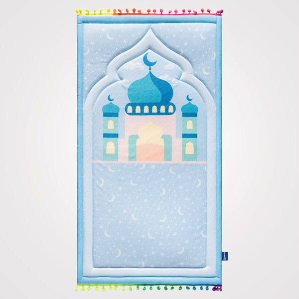 Children's prayer rug with mosque drawing For Kids