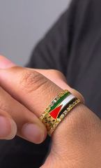 Palestinian Flag & Kufiya Gold Ring