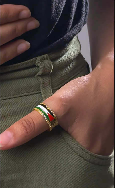 Palestinian Flag & Kufiya Gold Ring