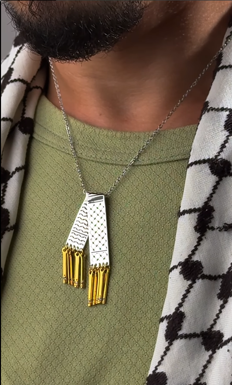 Necklace with Palestinian Kufiya Design and Golden Touches