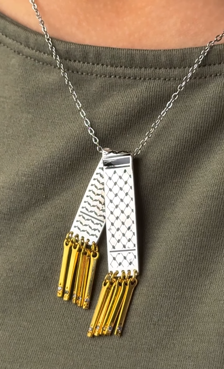 Necklace with Palestinian Kufiya Design and Golden Touches