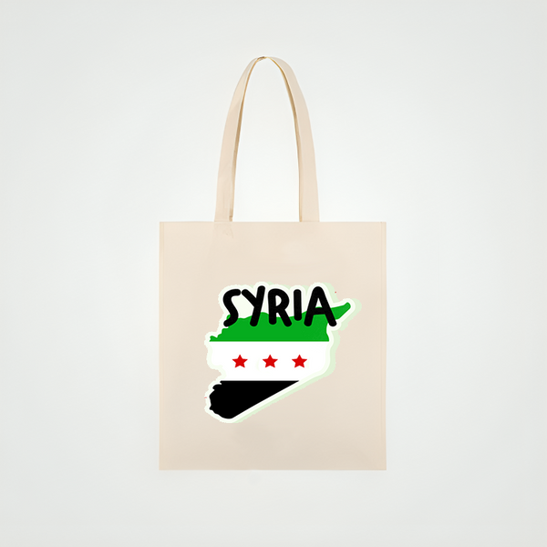 Syrian Flag Tote Bag with Map Design