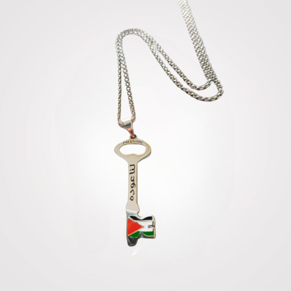 Palestine Flag in Key Shape Pendant - Silver