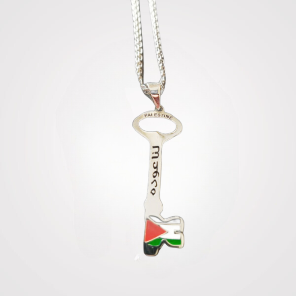 Palestine Flag in Key Shape Pendant - Silver