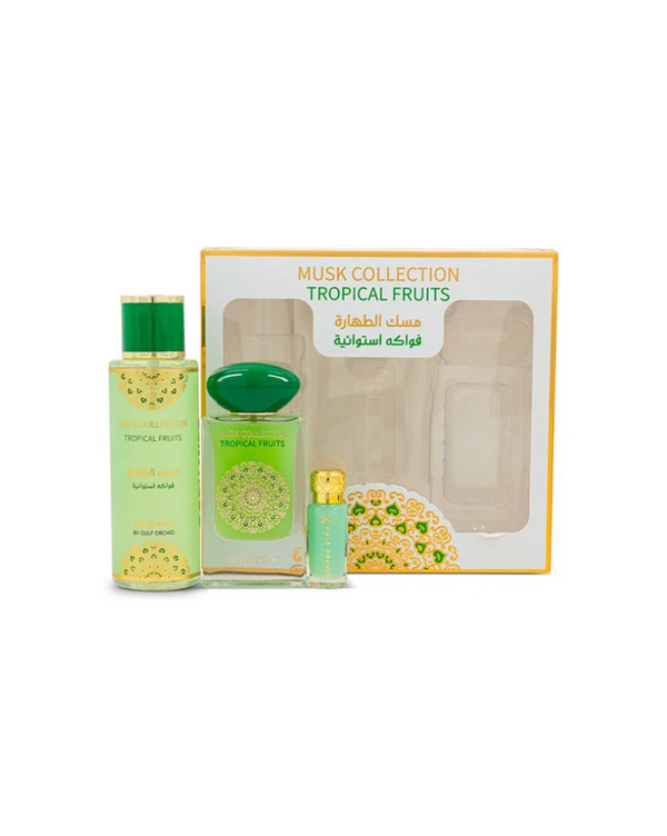 Gulf Orchid Musk Collection Tropical Fruits - Eau De Parfum, Body Mist & Oil Set for Unisex