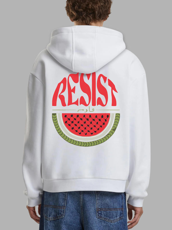 Palestine Map "Resist" Watermelon Design Hoodie