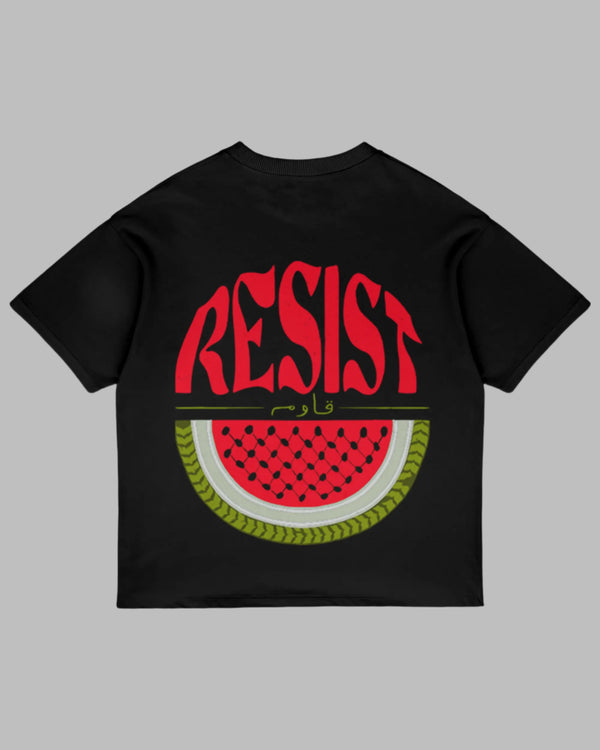 Palestine Map Oversized T-Shirt with "Resist" Watermelon Design