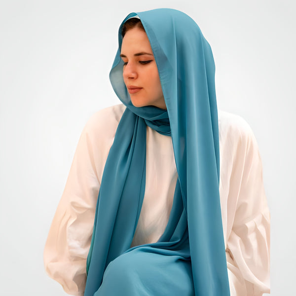 حجاب من الكريب المصنوع من الشيفون سهل العناية - متنوع الألوان.