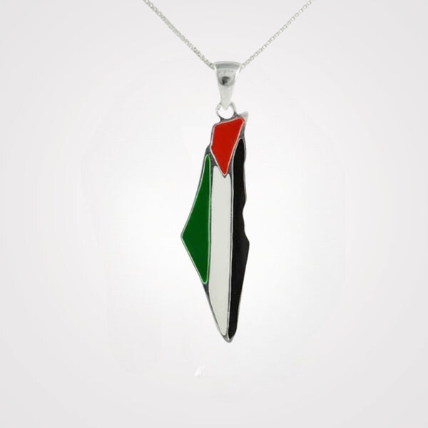 Palestine Flag Pendant - Silver