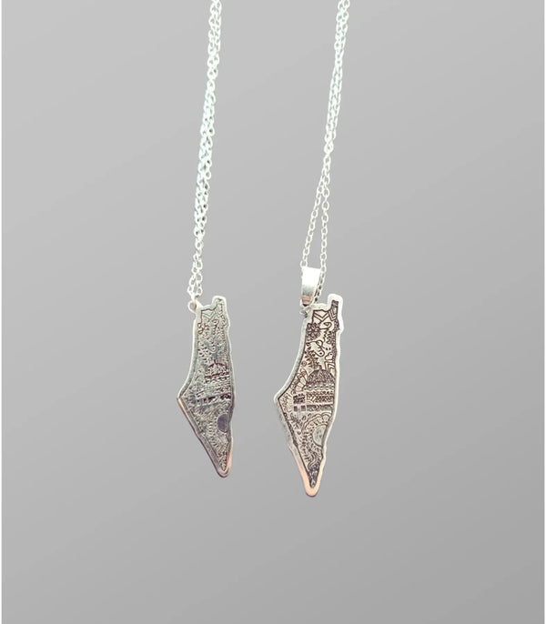 Engraved Palestine Map Necklace
