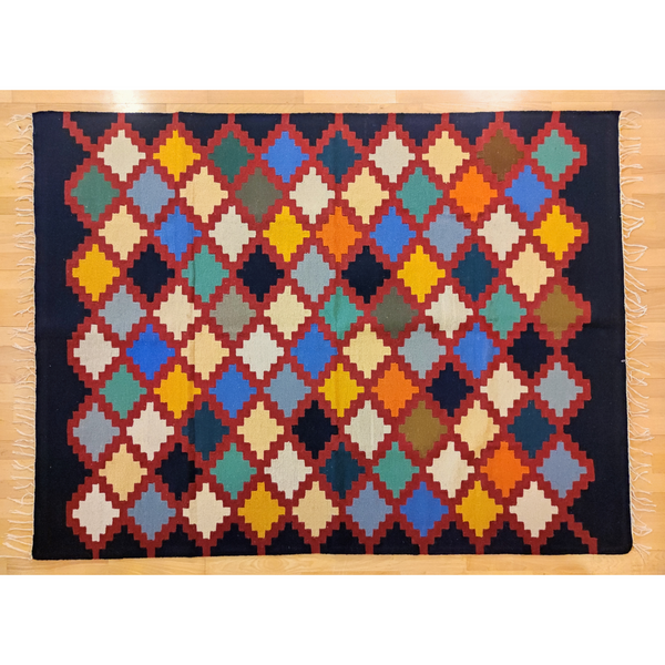 Moderner ägyptischer Kelim - Farbige Quadrate - Wolle &amp; Baumwolle