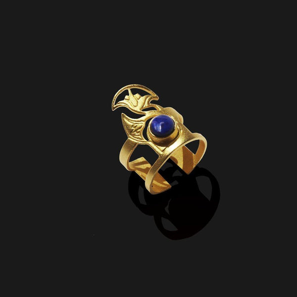 Lotus Ring with Stone - Rings - Accessories, Gold, Jewellery, propel-discount-3947, Rings, Women - Arsinoe - Handmade