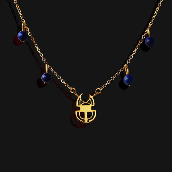 Scarab Necklace with Lapis Lazuli stones